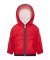 Moncler Logo Patch Hooded Jacket In Red