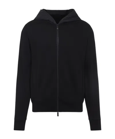 Moncler Zip-up Hooded Sweatshirt In Black