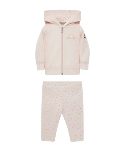 Moncler Long-sleeved Hooded Track Suit In Neutral