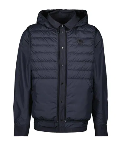 Moncler Long-sleeved Jacket And Hooded Sleeveless Vest Set In Blue