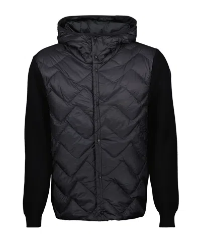 Moncler Long-sleeved Knitted Cardigan In Black