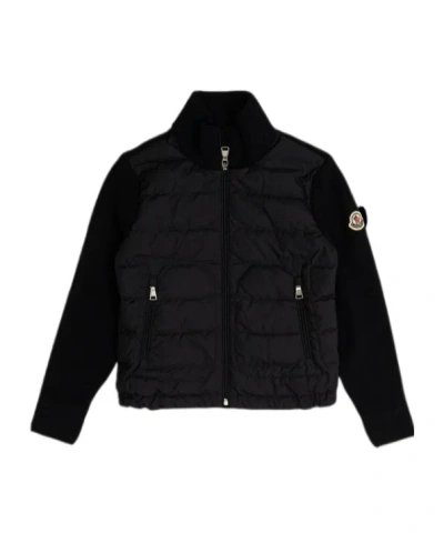 Moncler Long-sleeved Knitted Down Jacket In Blue