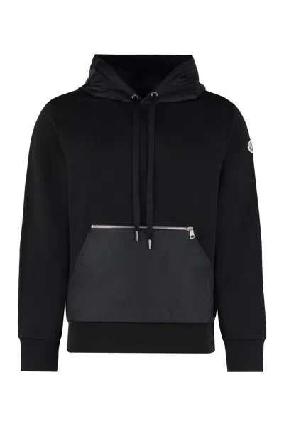 Moncler Long-sleeved  Logo Sweatshirt In Black Cotton For Men