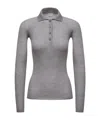 Moncler Long-sleeved Polo Shirt In Gray
