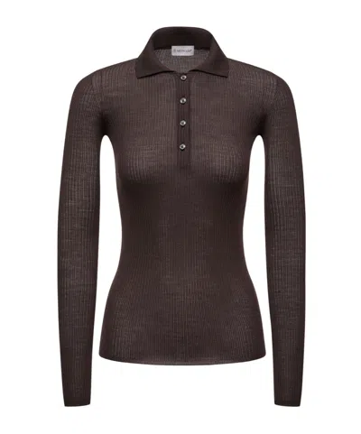 Moncler Long-sleeved Polo Shirt In Burgundy