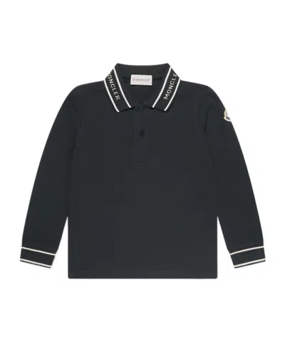 Moncler Long-sleeved Polo Shirt In Black