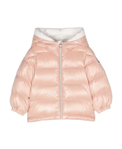Moncler Long Sleeved Quilted Down Jacket In Pink
