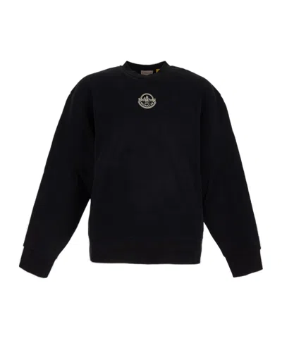 Moncler Long-sleeved Round-neck Sweater In Black