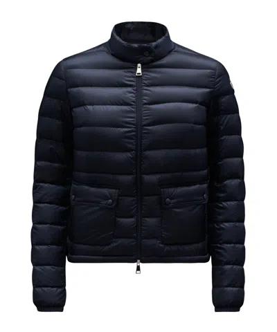 Moncler Long-sleeved Short Down Jacket In Blue