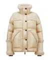 Moncler Esquel Shearling Short Down Jacket Beige In Nude
