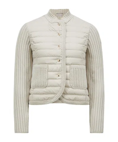 Moncler Long-sleeved Spliced Down Jacket In Nude