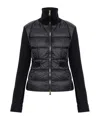Moncler Two-material Cardigan With Goose Down Padding And High Neck In Black