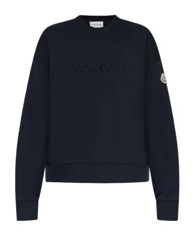 Moncler Long-sleeved Sweater In Blue