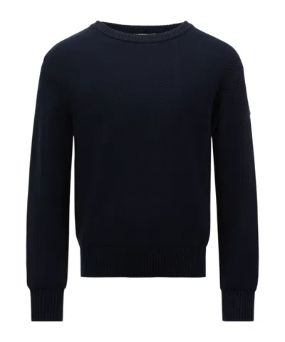 Moncler Long-sleeved Sweater In Blue