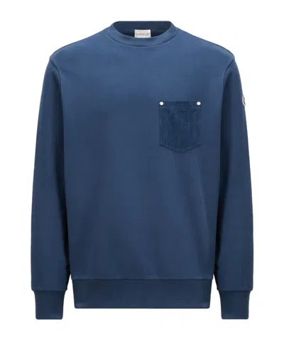 MONCLER COTTON  DENIM SWEATSHIRT