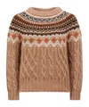 Moncler Crew Neck Sweater In Brown