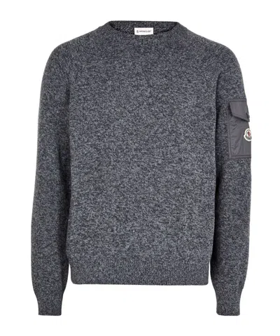 Moncler Long-sleeved Sweater In Gray