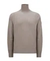 Moncler Logo Patch Turtleneck Knit Jumper In Gray