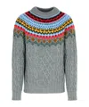Moncler Cable Knit Jacquard Sweater In Gray