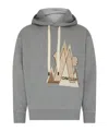 Moncler Cotton Hoodie With Hood And Drawstring In Gray