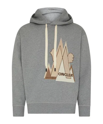 Moncler Long-sleeved Sweater In Light Gray