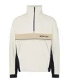 Moncler Fleece Half Zip Turtle Neck Sweatshirt In Stone Color