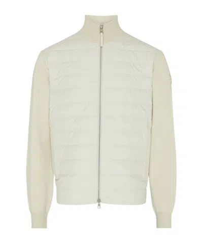 Moncler Bi-material Jacket In Off-white