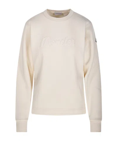 Moncler Logo Patch Crewneck Sweatshirt In Neutral