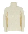 Moncler Grenoble White Turtleneck Sweater With Logo Patch In Virgin Wool Blend Woman In White