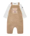 Moncler Long-sleeved T-shirt And Overalls Set In Brown
