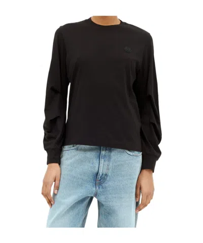 MONCLER COTTON PLEATED SLEEVE T-SHIRT