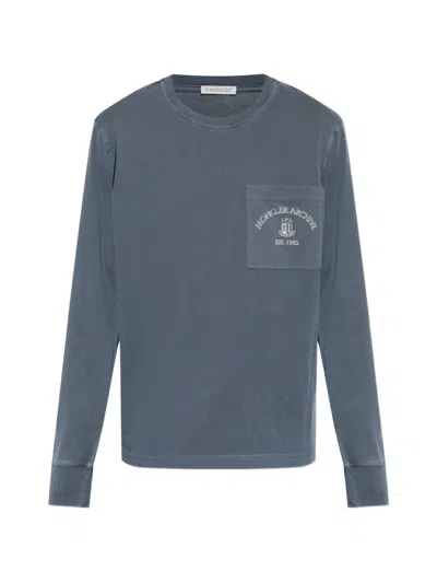 Moncler Long-sleeved T-shirt In Blue