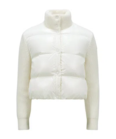 Moncler Long-sleeved Wool Cardigan In White