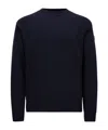 Moncler Crew-neck Sweater Ribbed Long Sleeves In Blue