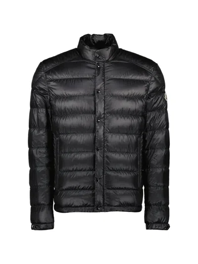 Moncler High Collar Long Sleeve Padded Jacket In Black