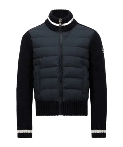 Moncler Long-sleeved Zipper Cardigan And Down Jacket In Blue