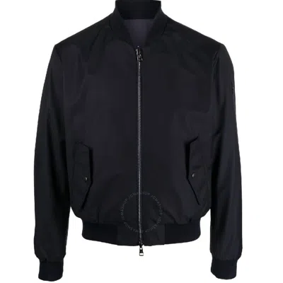 Moncler Long Sleeves Ribbed Collar Jacket In Blue
