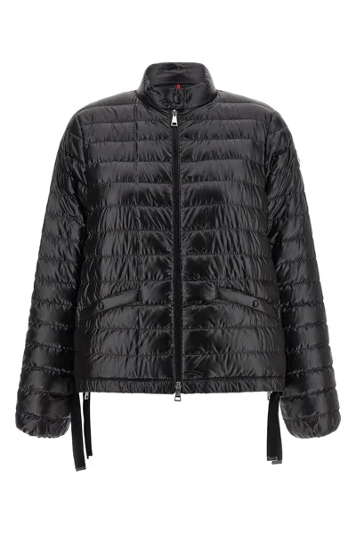 Moncler Longline Nylon Puffer Coat With Drawstring Hem In Nero
