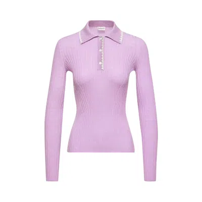 Pre-owned Moncler Long-sleeve Polo 'purple' | Women's Size M