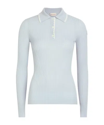 Moncler Long-sleeve Polo Shirt In Blue