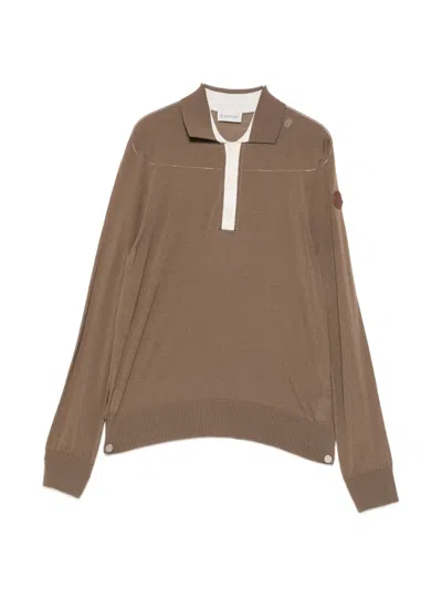 Moncler Long-sleeve Polo Shirt In Neutral
