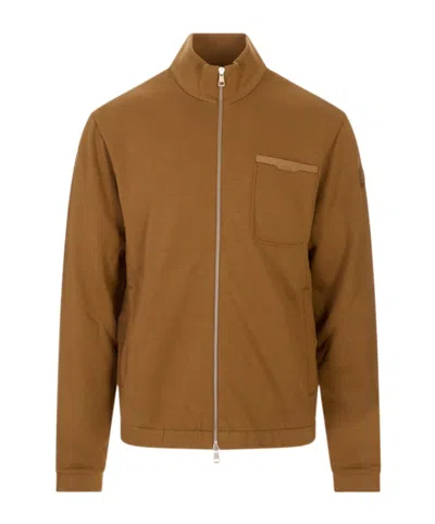 Moncler Long-sleeved Casual Jacket In Brown