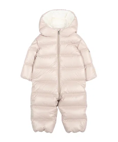Moncler Long-sleeved Cotton-padded Jumpsuit In Neutral