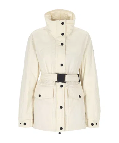 Moncler Long-sleeved Down Jacket In Neutral