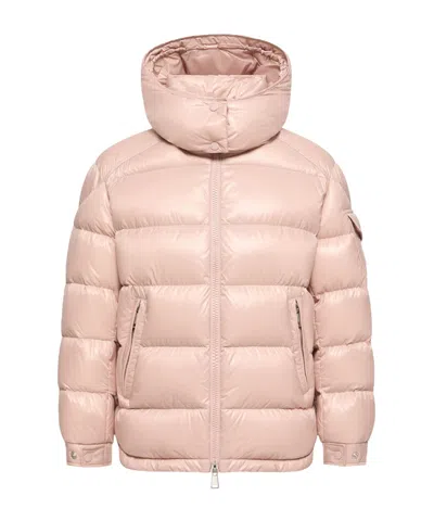 Moncler Long-sleeved Down Jacket In Pink