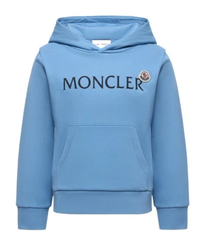 Moncler Long-sleeved Hooded Sweatshirt In Blue