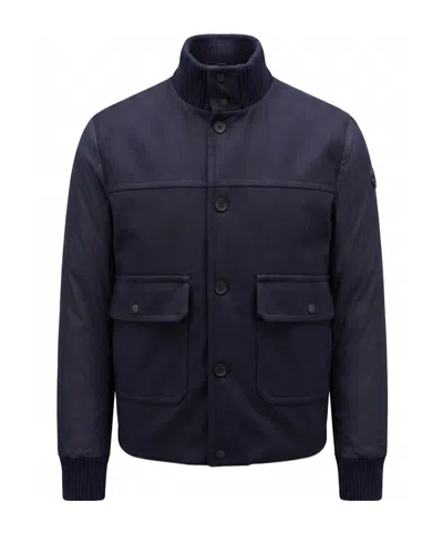 Moncler Long-sleeved Padded Jacket In Blue