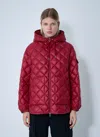 Moncler Womens Medium Red Relaxed-fit Hooded Shell-down Jacket