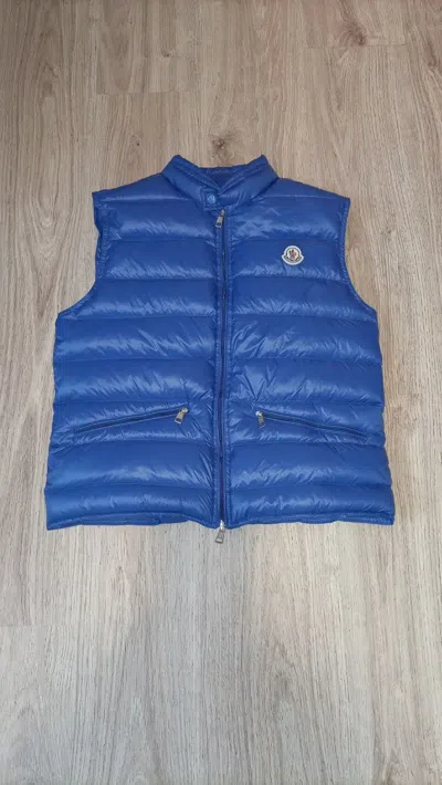 Pre-owned Moncler Longue Saison  Best Down Size S Vest In Blue