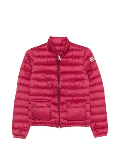 Moncler Longue Saison Padded Coat With Snap Pockets In Red